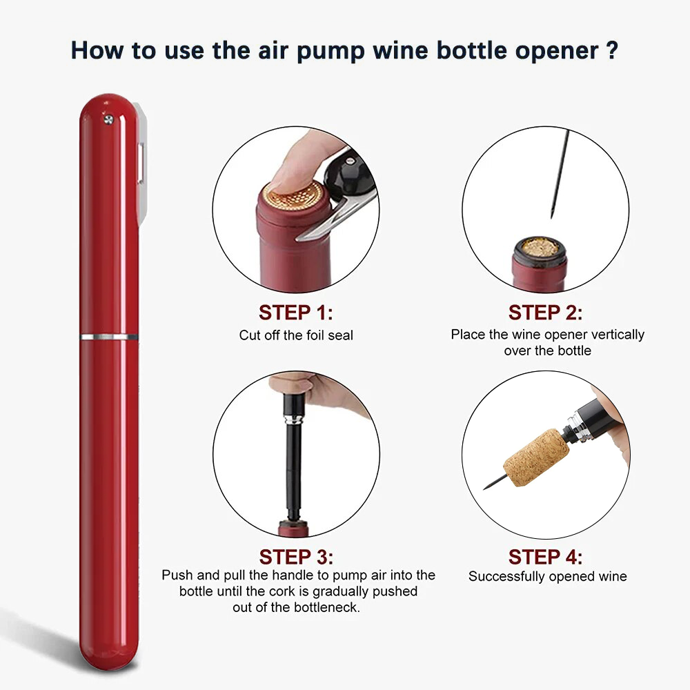 Air Pump Wine Opener (Red)