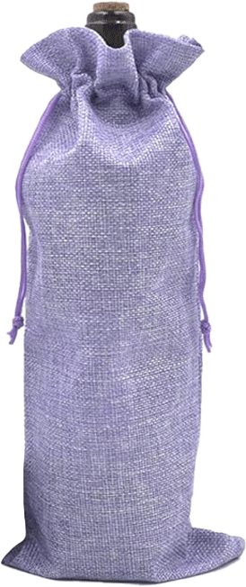 Burlap Drawstring Wine Bag - Lilac